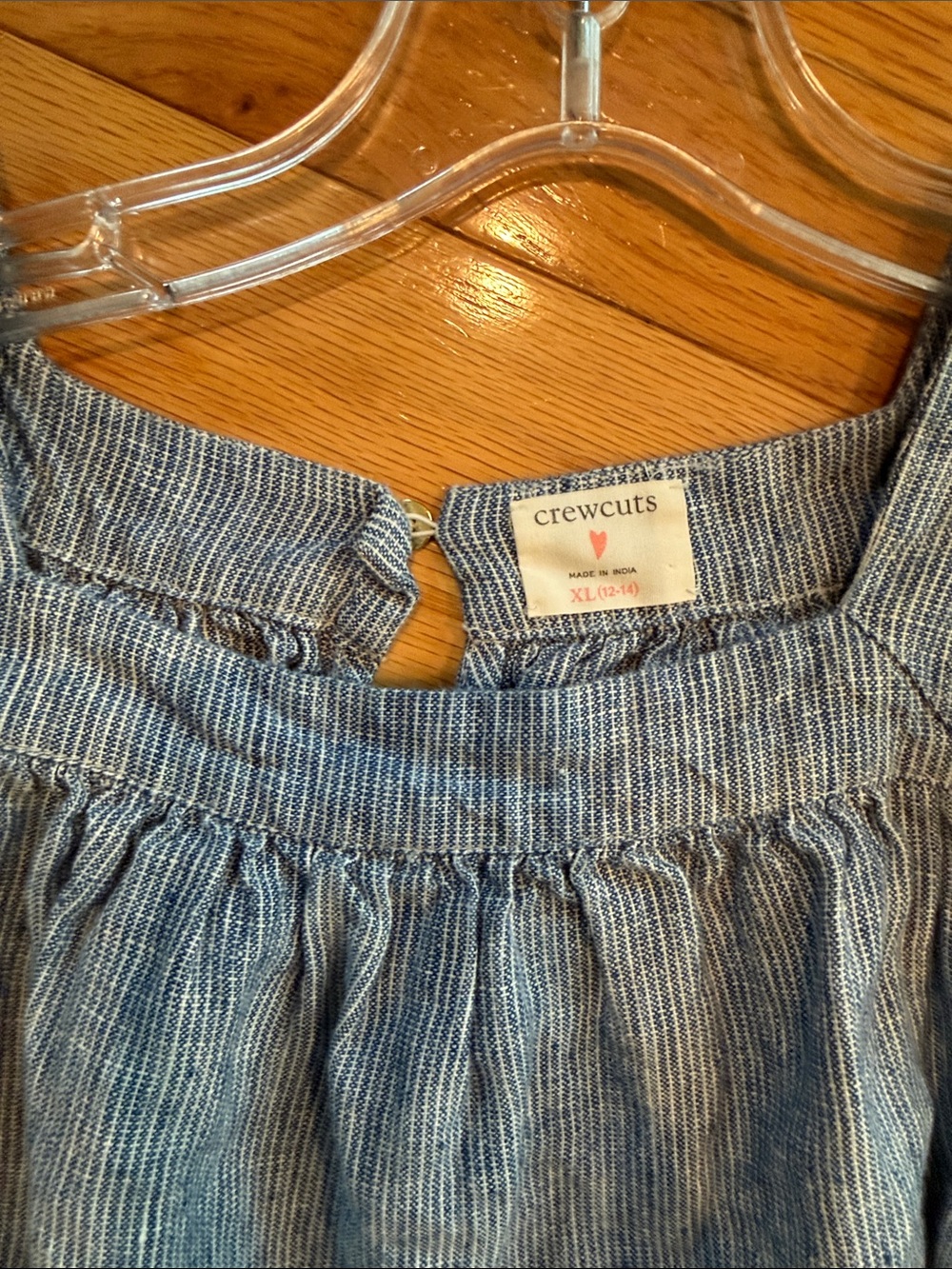J. Crew Girls Linen Chambray Blue Ruffle Sleeve Top & Pants Set XL 12-14 - Picture 4 of 5